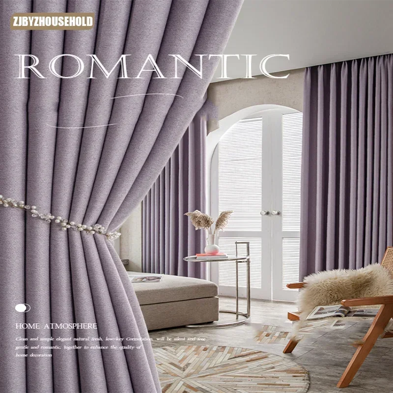 

Luxury Custom Full Sunshade Purple Curtains for Living Dining Room Bedroom High Sense Curtains Drapes In Living Room Cortina