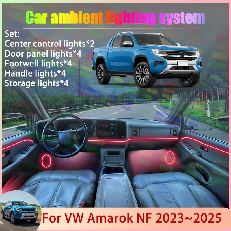 

For Volkswagen VW Amarok NF MK2 2023 2024 2025 2/18 in 1 Car Atmosphere Light Lamp RGB Shade Ensemble Streamer Atmosphere Set