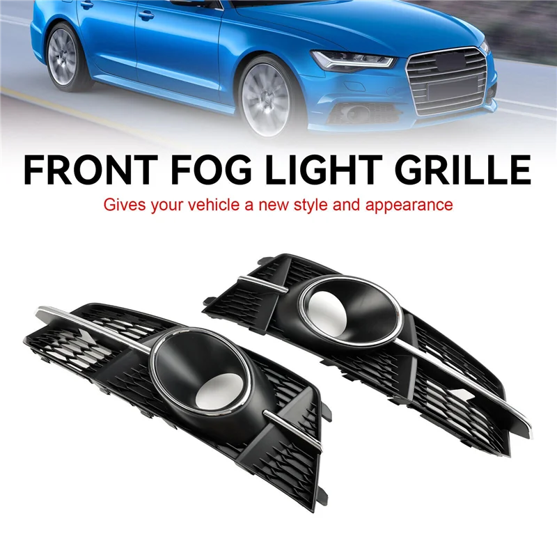 Car Fog Light Grill Lamps Cover Plastic Fog Light Grille With Hole For A6 C7 S-Line 2016-2018 4G0807681AG 4G0807682AG