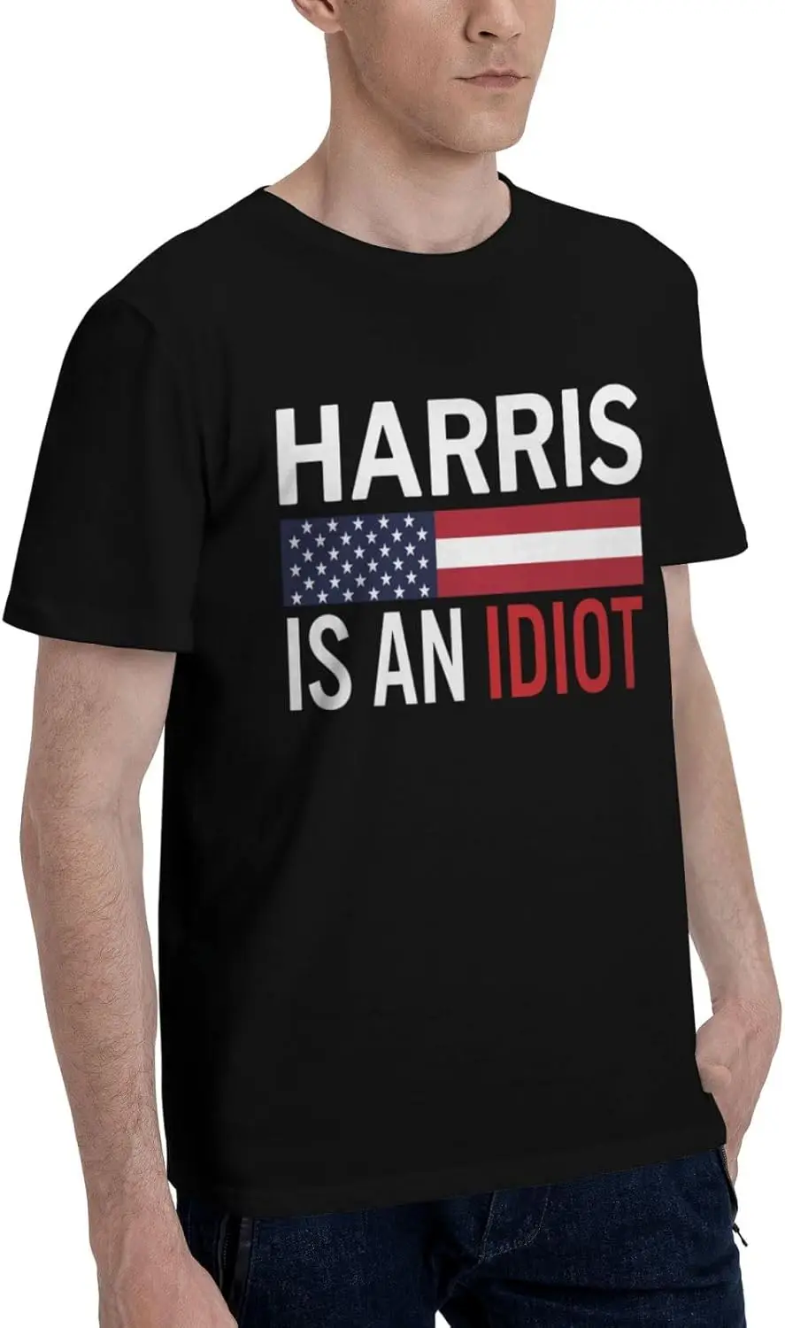 Kamala Harris is an Idiot F K Kamala Harris Men's T-Shirt Classic Short Sleeve Tees Cotton Shirt