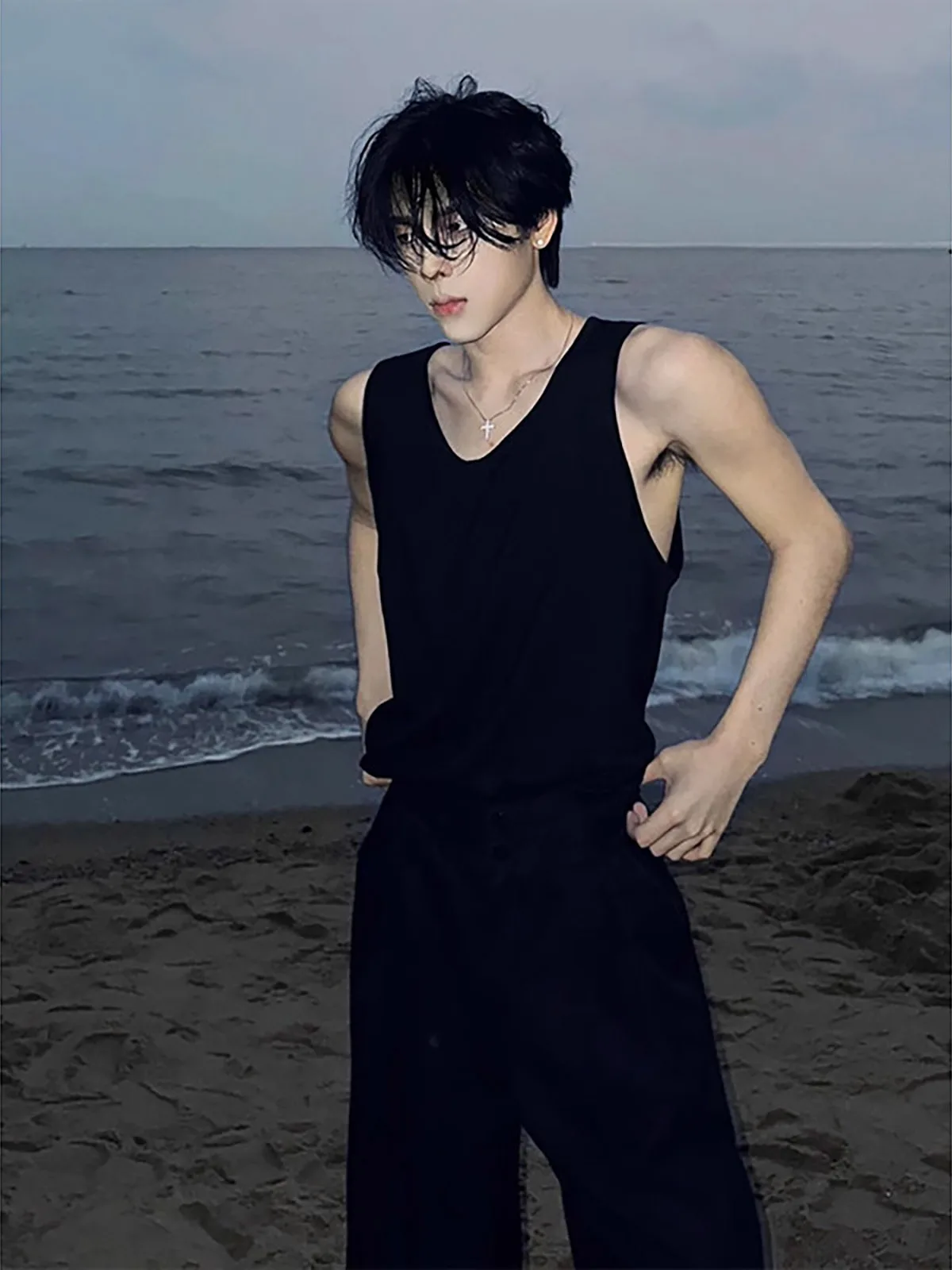 

Quick Dry Ice Silk Vest Men's Summer Basketball Fitness Sport Sleeveless T-Shirt Shoulder Sweat Shirt Casual Style