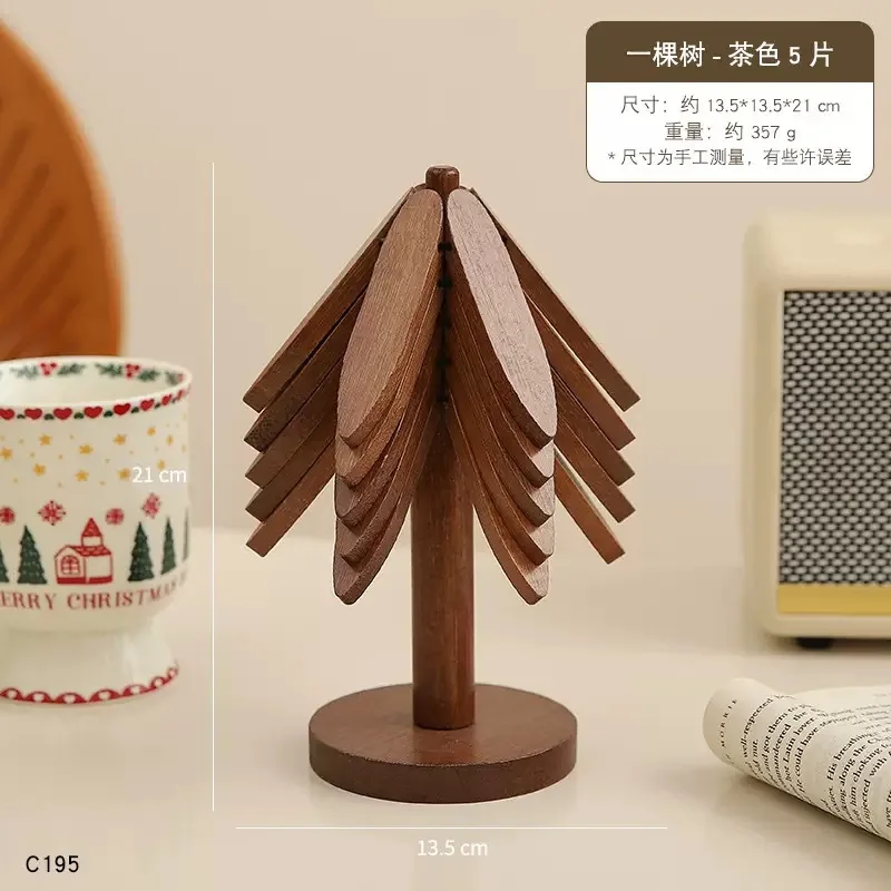 Walnut Color Bamboo Tree Shape Heat Insulation Pad Anti Scal