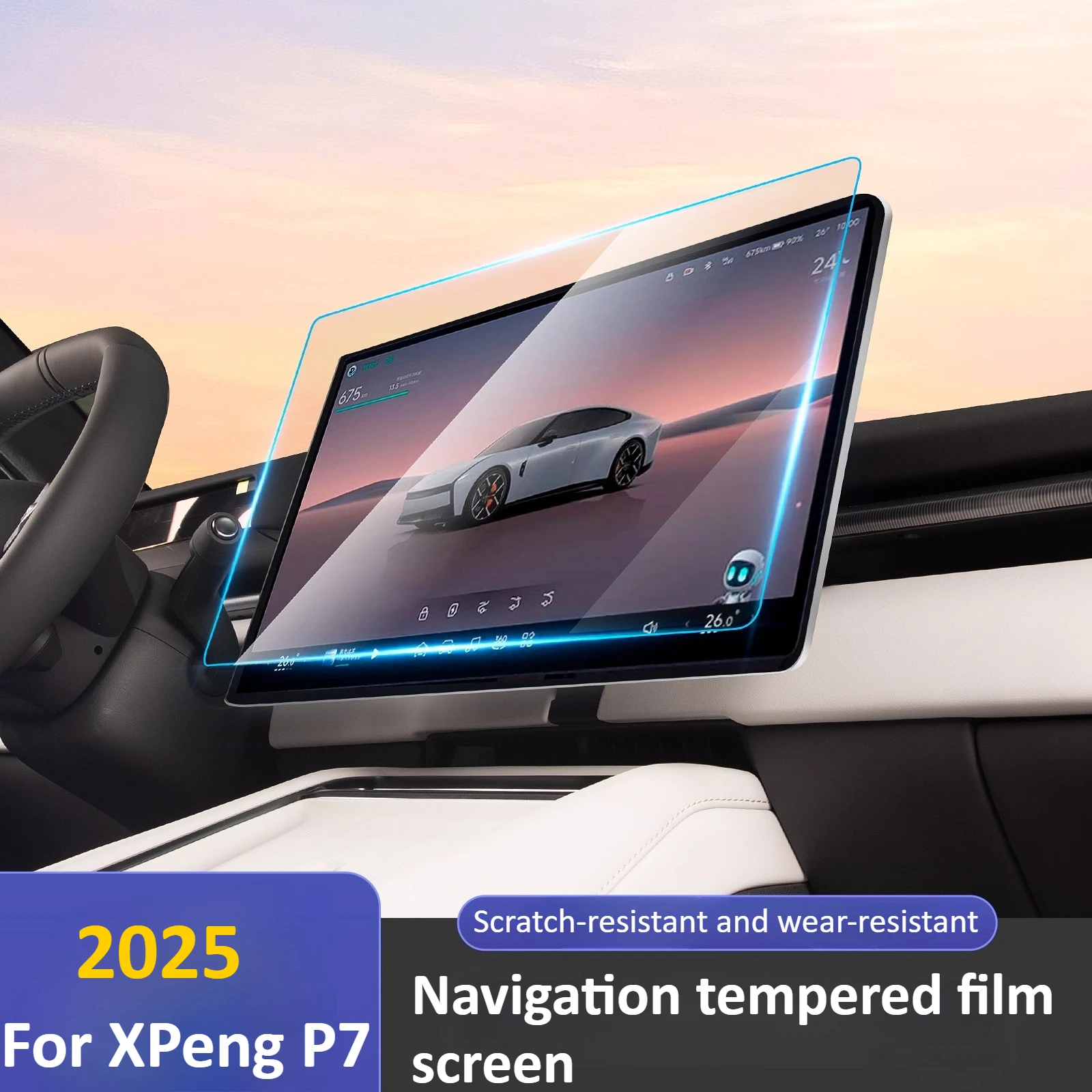 

Для XPeng P7 2025, центральная навигация, закаленная пленка, защитная пленка для экрана, аксессуары для салона автомобиля