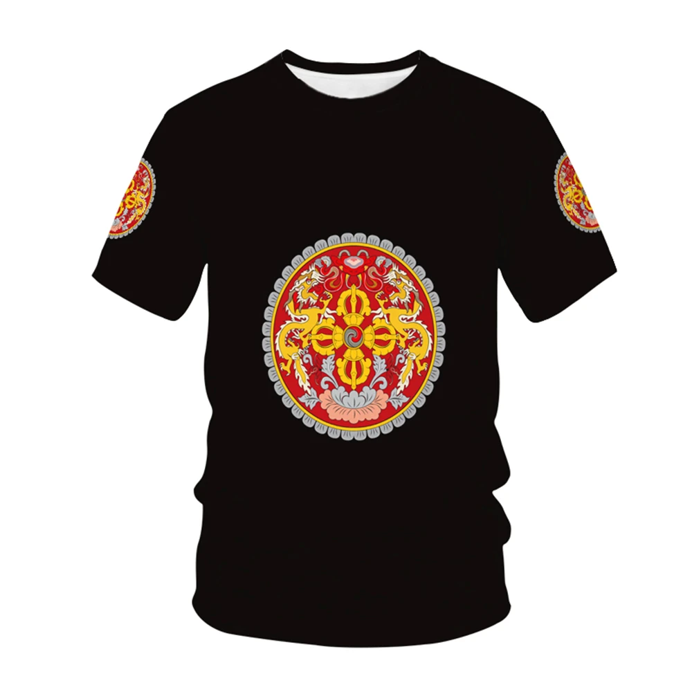 Bhutan National Flag Pattern T-shirt For Men Hot Selling New Summer Women's Short-sleeved T-shirt Top Shirt Children 3D