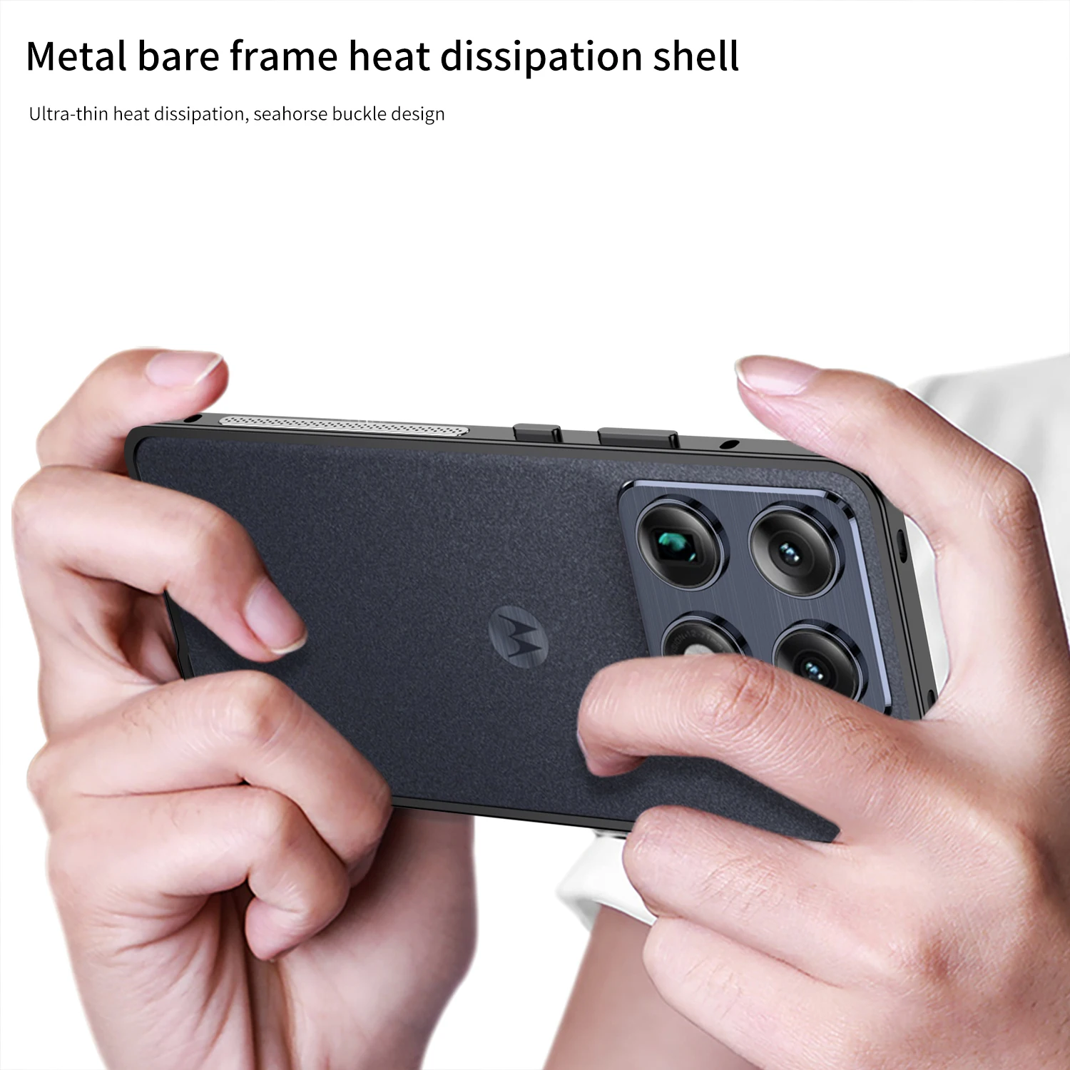 Etui na Motorola Signature MOTO X70 Air Pro, luksusowa ramka ze stopu aluminium, odporne na wstrząsy, odczucie nienagryzalnej skóry, do Motorola Edge70 — zdjęcie produktu 4