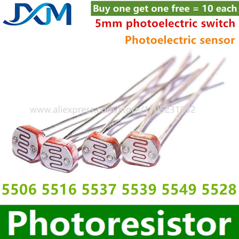 10PCS Photoresistor 5506 5516 5528 5537 Photoelectric switch Photoelectric sensor detection element 5MM