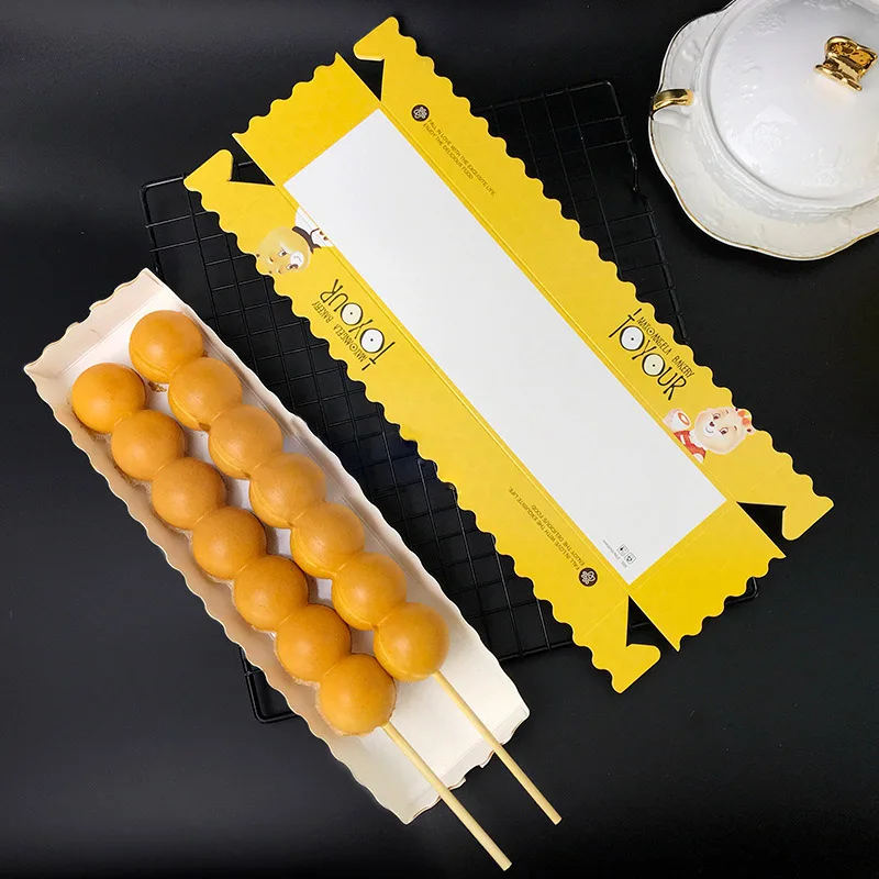 100pcs Kraft Paper Long Strip Box French Fries Packaging Box Potato Chips Snack Baking Food Packing Tray Holder