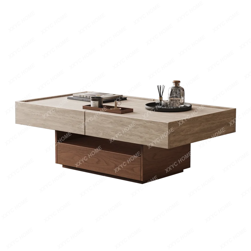

Modern simple solid wood coffee table living room small apartment storage tea table
