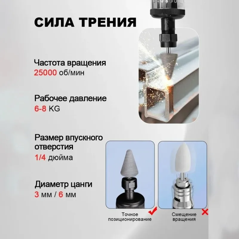 N04R YICITY Pneumatic Grinder,Air Die Function, 25000 RPM, 3Mm/6Mm Collet, 17Pcs Set For Metal Polishing And Grinding