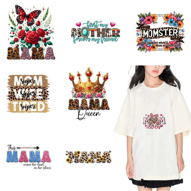 2PCS Mariposas y Rosas Mamá, Te amo Mamá, Corona Floral de Mamá, Mamá Esposa Cansada, Super Mamá Reina, Esta Mamá Lleva Corazón