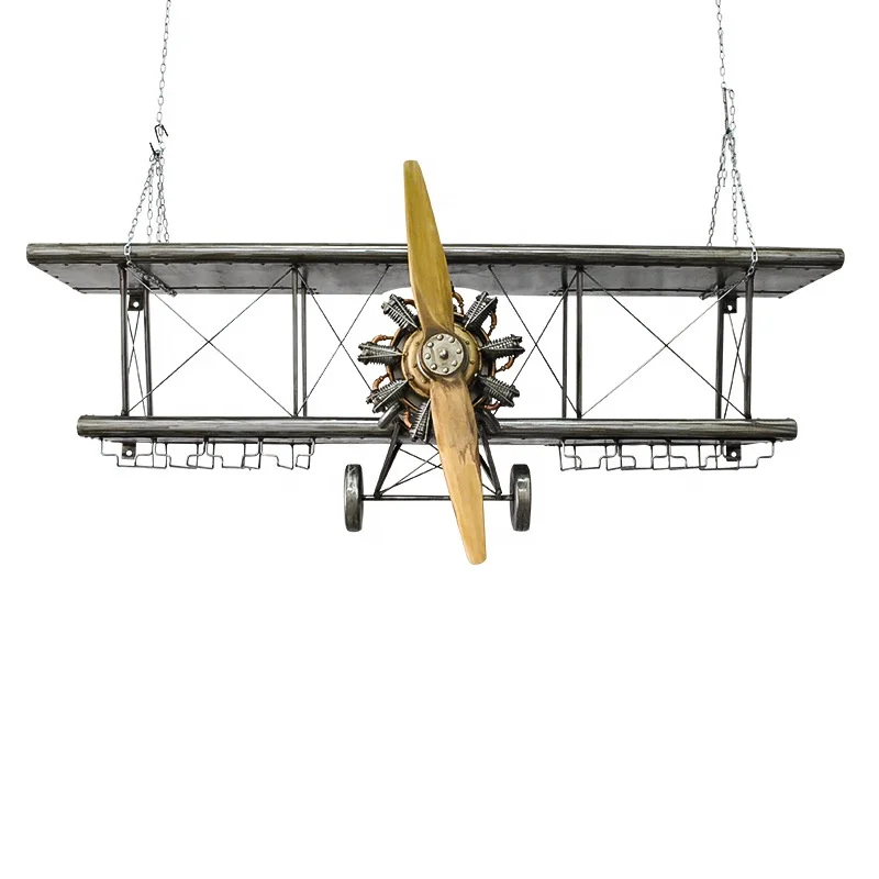 Home Decoration Vintage Plane Model Gifts Accessories Iron Crafts Aircraft Statuettes Vehicles Miniature Aircraft Wine Rack Bar