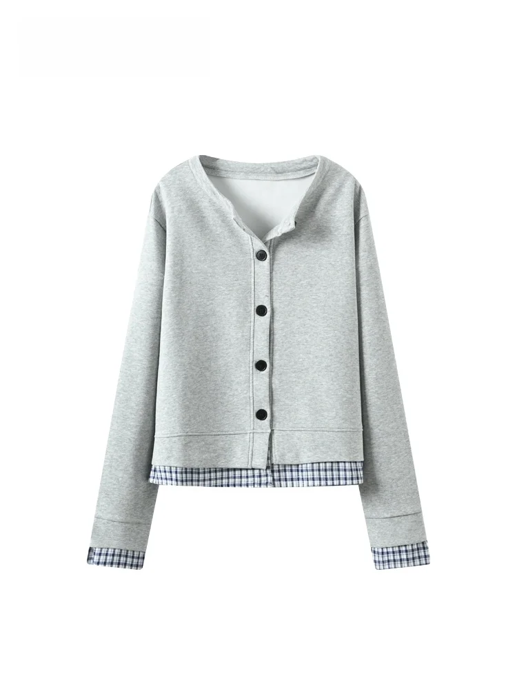 

Cara CLUB plus Size V-Ne Long Sve Hoodie Women's Spring Faion Slimming Versatile College Sle Top Trendy Polyester Fiber