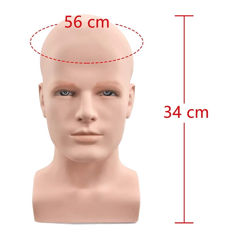 Male Mannequin Head Professional Manikin Head for Display Wigs Hats Headphone Display Stand (Matte