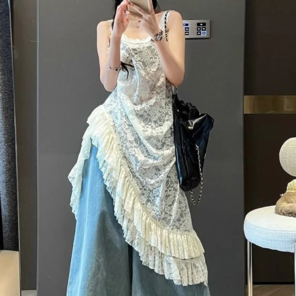 

Fashion Skinny Suspender Dress Women's Lace Dress Spring 2025 New Designer Top Skirt