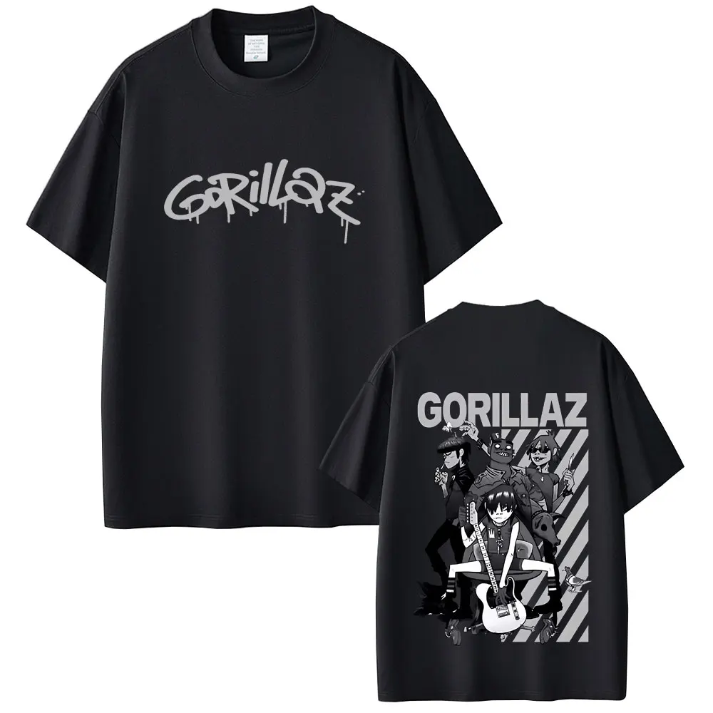

Limited Rock Band Gorillaz Print T-shirt Men Women Hip Hop Gothic Oversized Streetwear Men's Casual Vintage Short Sleeve Tshirt