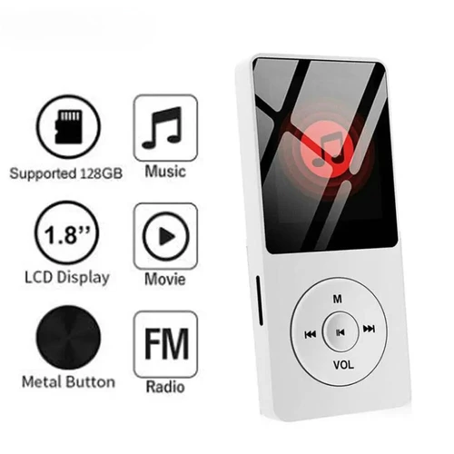 Imagen 1 del producto Reproductor MP3 para Deportes al Aire Libre, Mini Walkman MP4/MP3, Compatible con Bluetooth, Reproductor de Música sin Pérdidas, Radio FM, Grabadora Deportiva, 128GB HF