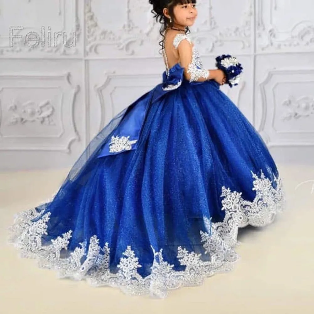 Vestito da ragazza prima comunione Party Prom Princess Gown Girls Birthday Party Dresses Backless Kids Pageant