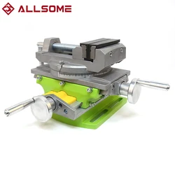 ALLSOME-mesa de trabajo compuesta de aleación de aluminio, tornillo de banco de precisión, Base giratoria, 2 en 1