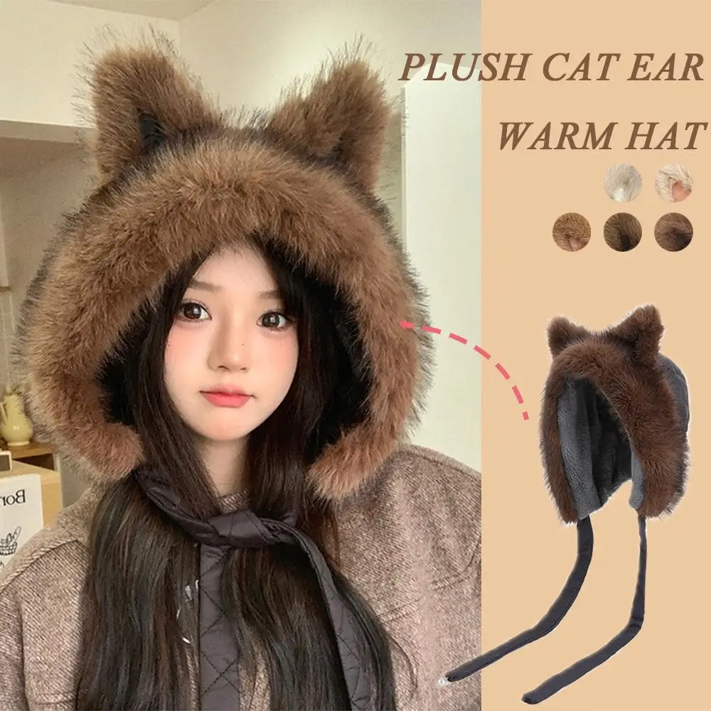 Gorro de felpa de visón de imitación de piel de zorro para mujer, gorro grueso de esquí, sombrero de novia, sombrero mongol del noreste, protección cálida para los oídos al aire libre