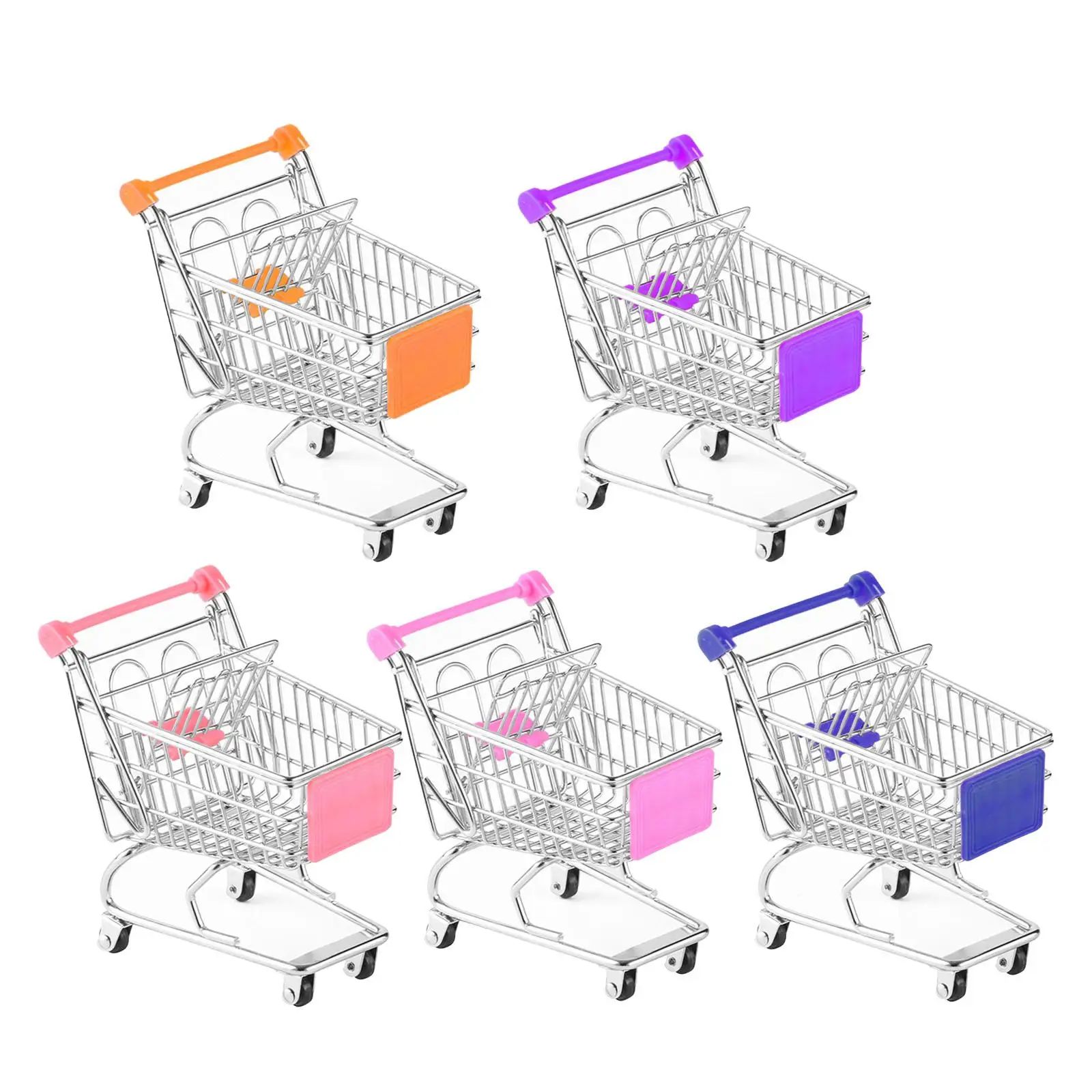 Mini Shopping Cart Children Push Cart Toy Supermarket Handcart Toy Ornament Accessories Doll House Decor Role Play Foods Toy