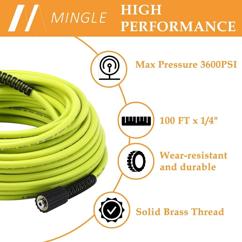 M MINGLE Pressure Washer Hose 100 FT x 1/4