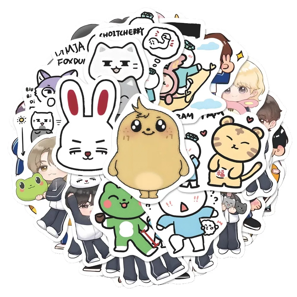 10/64Pcs Boy Idol COUPS JEONGHAN Cartoon Mini Character Image Stickers Cute Animals Creative DIY Korean Stationery Toys Fan Gift