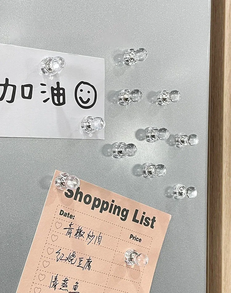 20 Stück transparente magnetische Pinnnadeln, starke Magnete, Reißzwecken für Kühlschrank, Whiteboard, Fotodisplay, Büro- und Heimdekoration – Detail 1