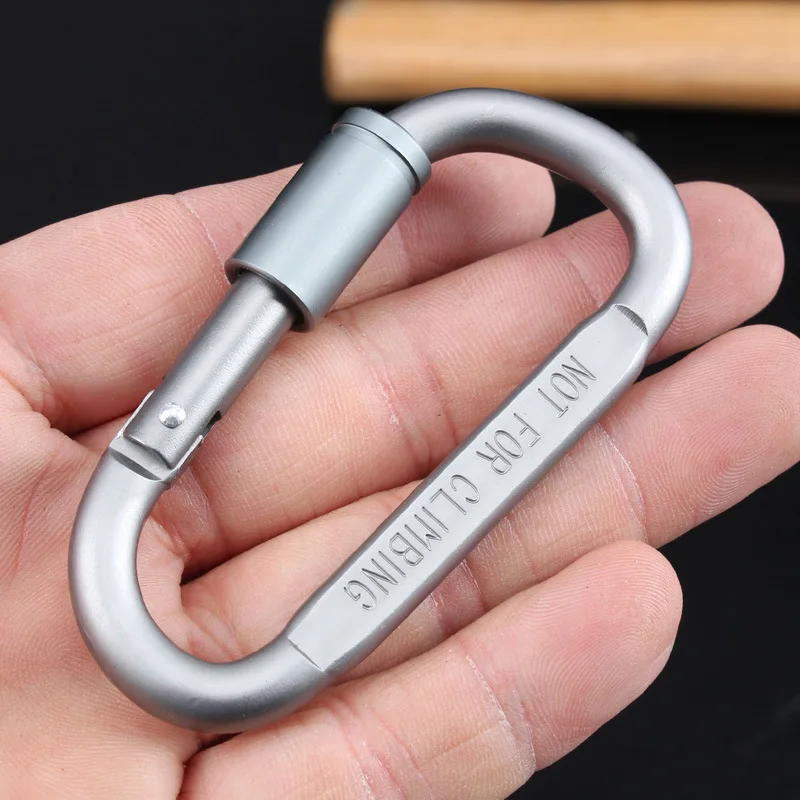 

Carabiner Climbing 8cm Locking Type D Quickdraw Carabiner Buckle Buckle Hanging Aluminum Nut Backpack Buckle Keychain Hook