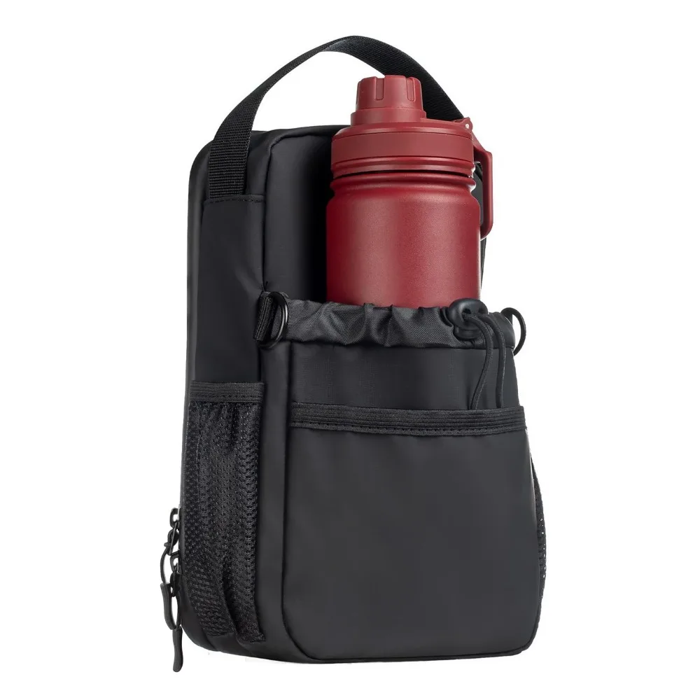 

New Polyester Magnetic Water Bottle Bag Muti-Pocket Black Water Cup Bag Large Capacity Gym Bag Gym