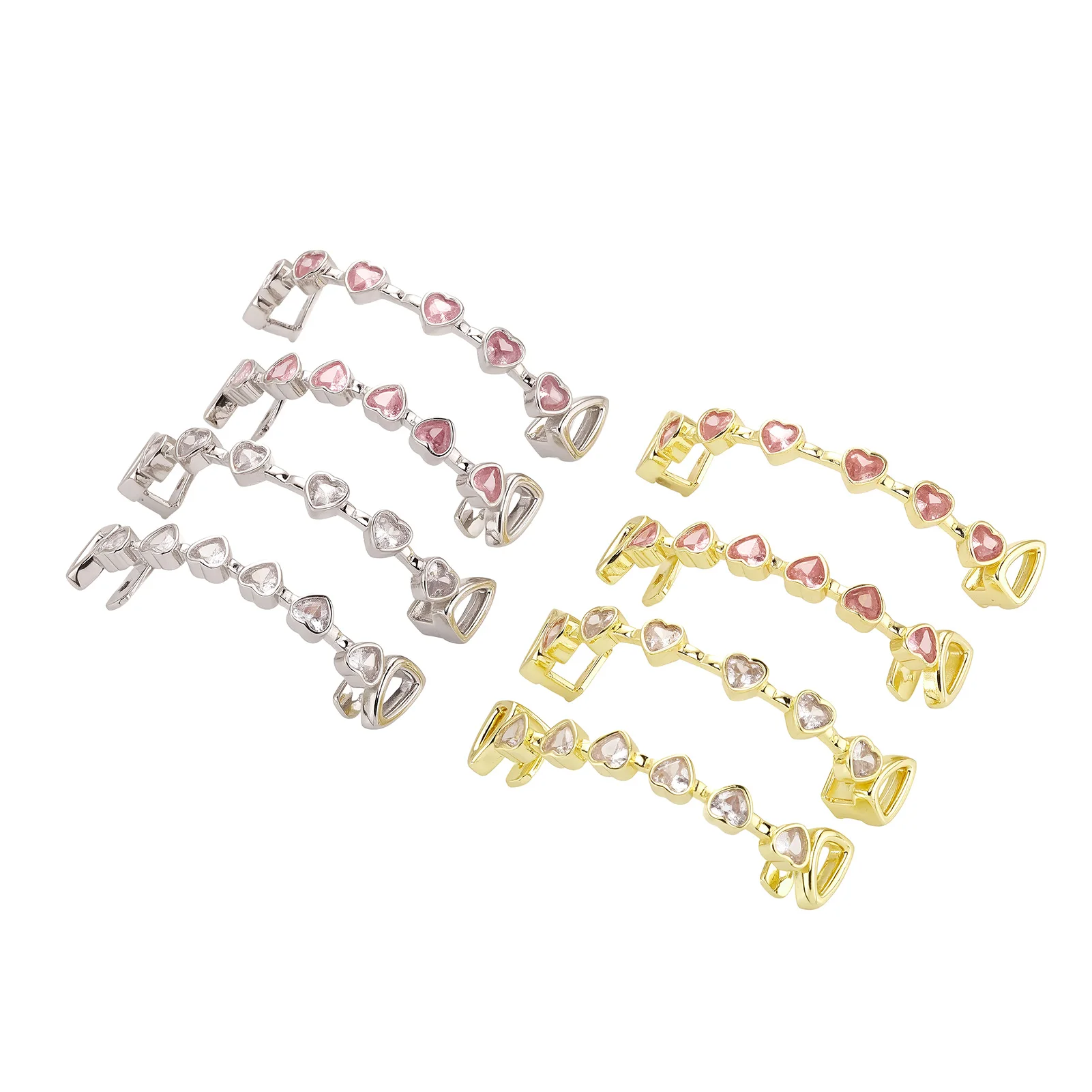 JINAO Wunderschönes, eisrosa CZ-Stein-Grillz-Set mit 8 Zähnen, Glücks-Herz-Design, für Männer und Frauen, Ober- und Unterkiefer, glänzender Stern-Grill, Punk-Rapper, Weihnachten – Detail 5