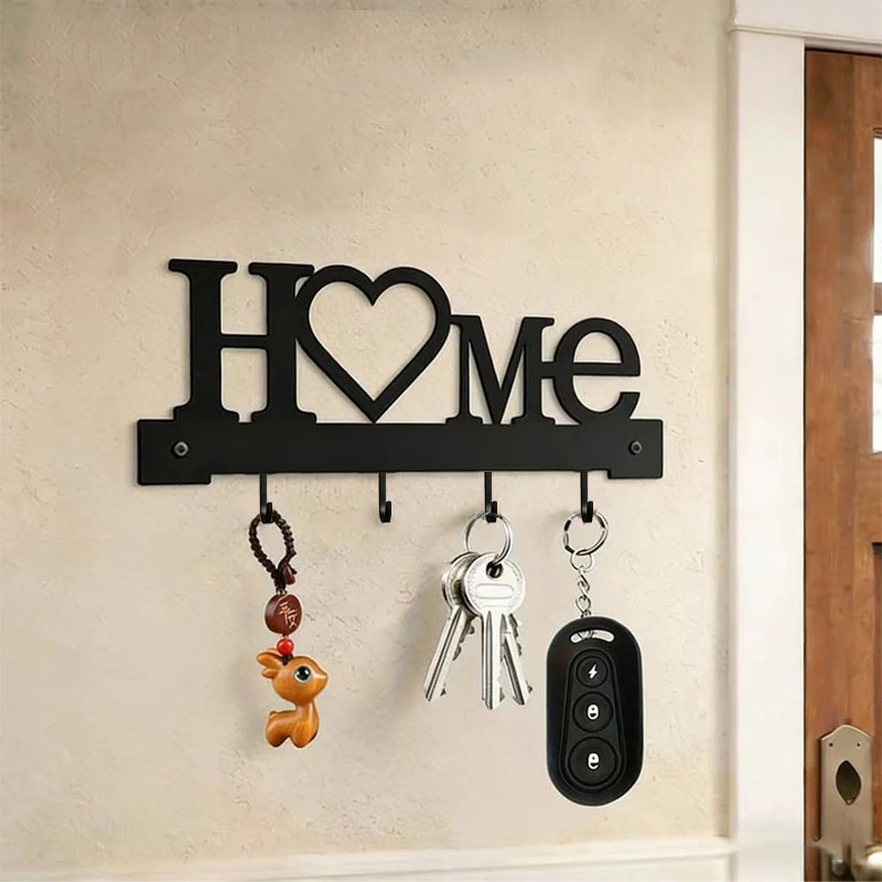 Nuevo Porta Llaves con Forma de Casa y Ganchos, Organizador Metálico para Decoración de Sala de Estar, Decoración para el Hogar, Porta Llaves |   Colgador de llaves para pared