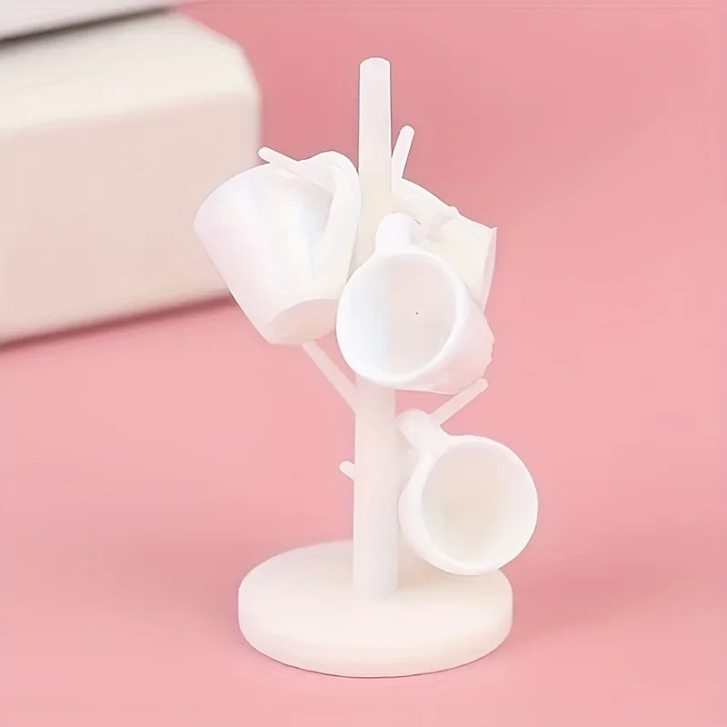 1 zestaw Miniaturowe naczynia do domku dla lalek: kubki, stojak na kubki i model kubka na napoje, akcesoria do domku dla lalek, dekoracje, ozdoby na biurko