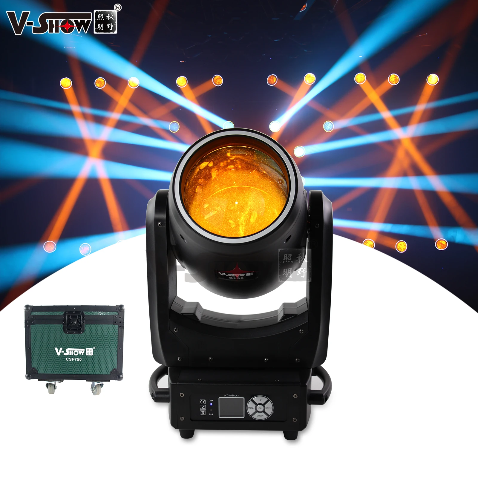 shipping from USA 2pcs with flycase hold2 V-Show Moving Head 198W LED Lights Beam Backlight Effect For DJ