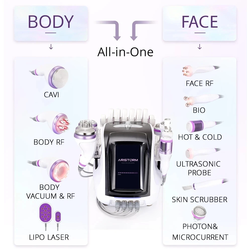 Máquina de belleza adelgazante 10 en 1, máquina de cavitación ultrasónica 30K, adelgazamiento, vacío RF, martillo caliente y frío, nueva tecnología