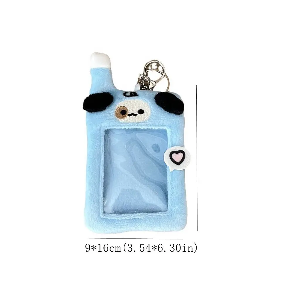 Porte-cartes photo en peluche de style coréen Kawaii pour filles, porte-cartes de bus INS 3 "avec pendentif porte-clés, conception de chiot, couverture de carte de dessin animé