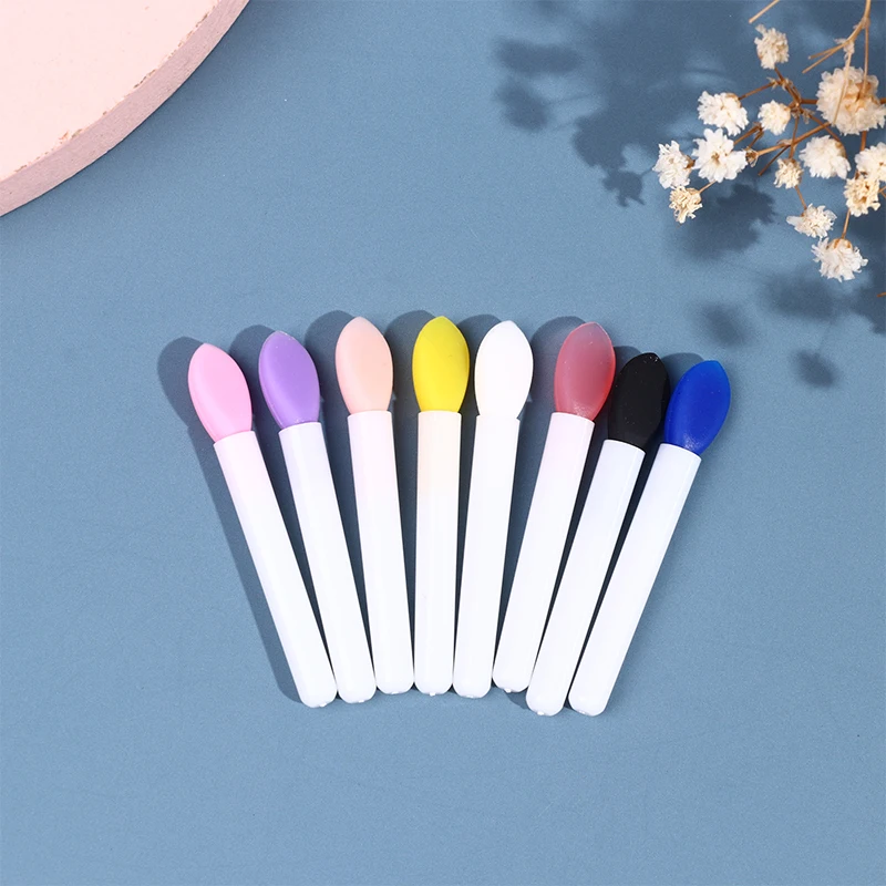 Bálsamos de silicona para labios, 10 piezas, brocha para máscara de labios con embalaje de EVA, polvo, lápiz labial, brochas de maquillaje cosméticas