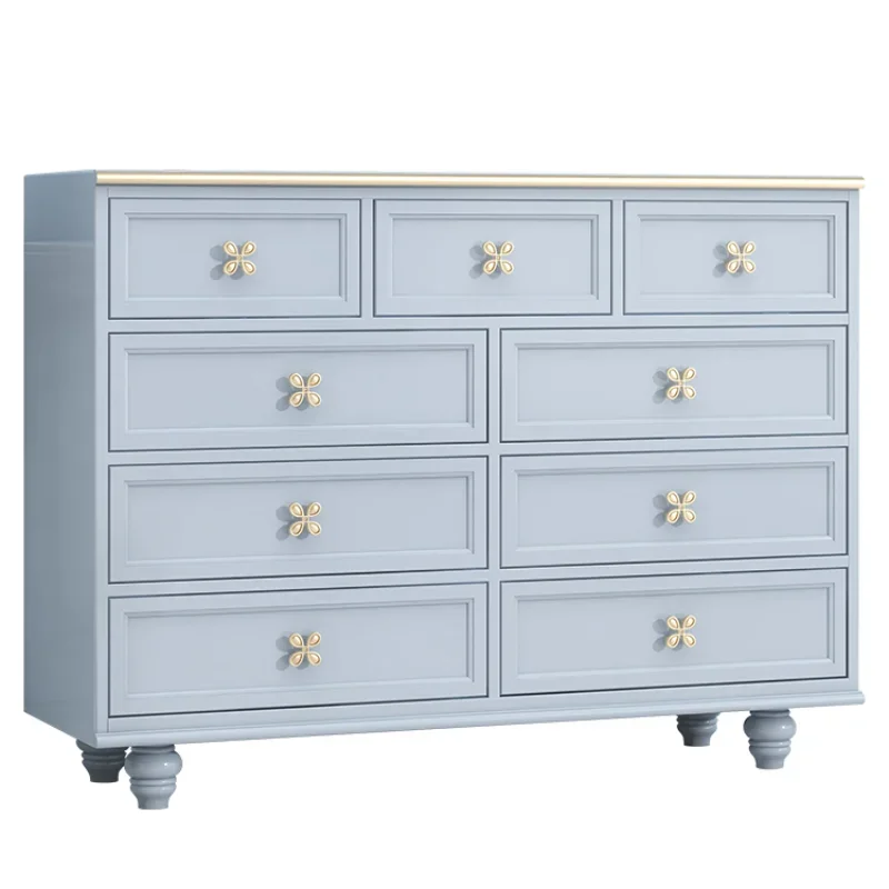 Light luxury nine-chest cabinet solid wood bedroom drawer type living room wall storage 59 pumping combination