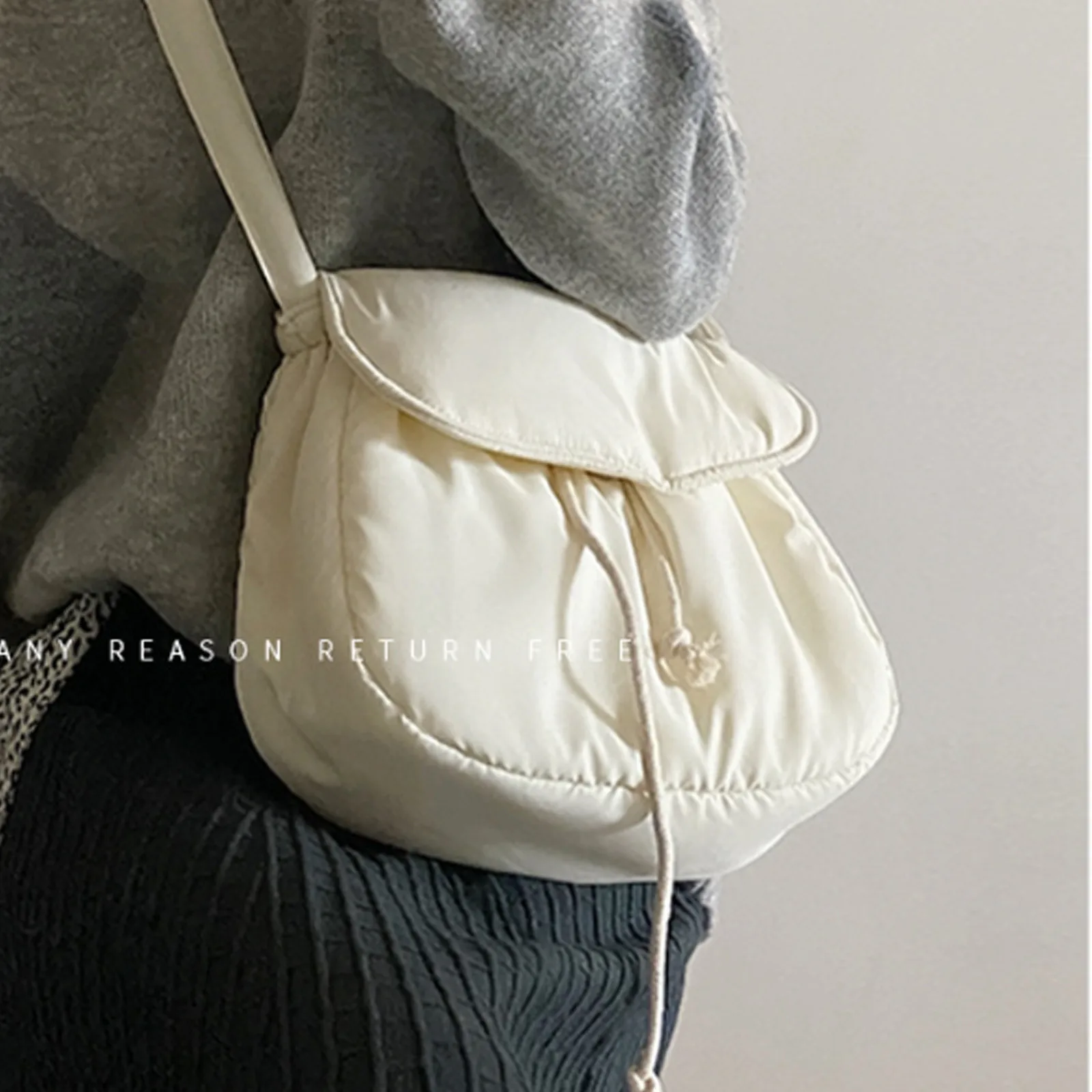 2023 Simple Soft Cotton Women\'s Casual Crossbody White Large Capacity Messenger Purse Student Bag Lady Fashion Bags Shoulder Bag