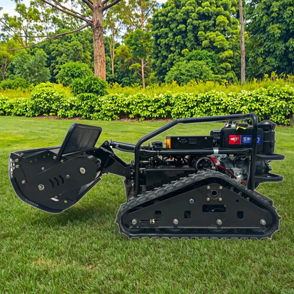 New Lawn Tractor with Remote Control Automatic Small Crawler Mower Straw Returning Function Core Component Engine