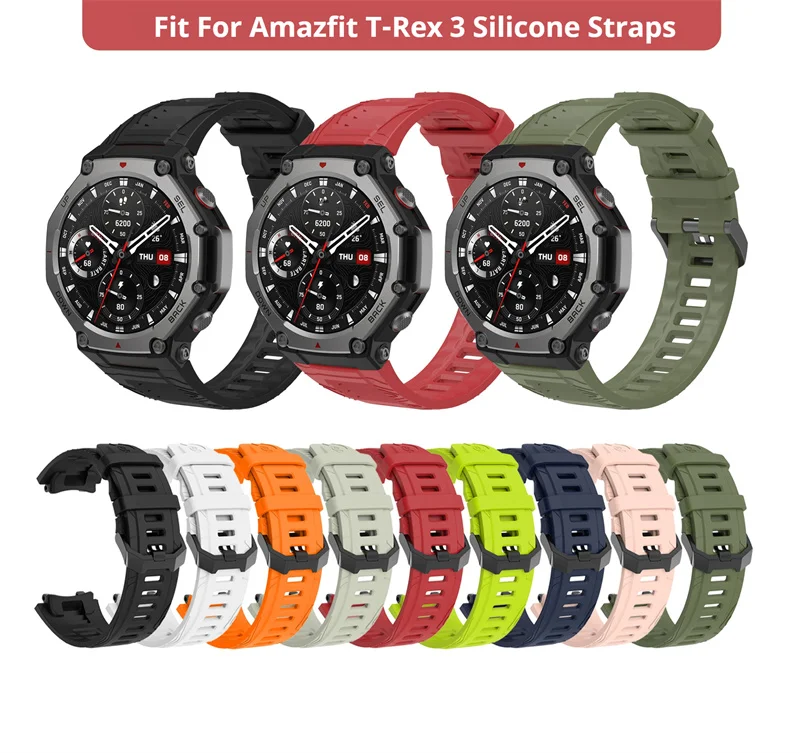 Silicone Strap With Tool For Amazfit T-Rex 3 Smartwatch Replacement Bracelet For Amazfit T Rex 3 Wristband Sport band