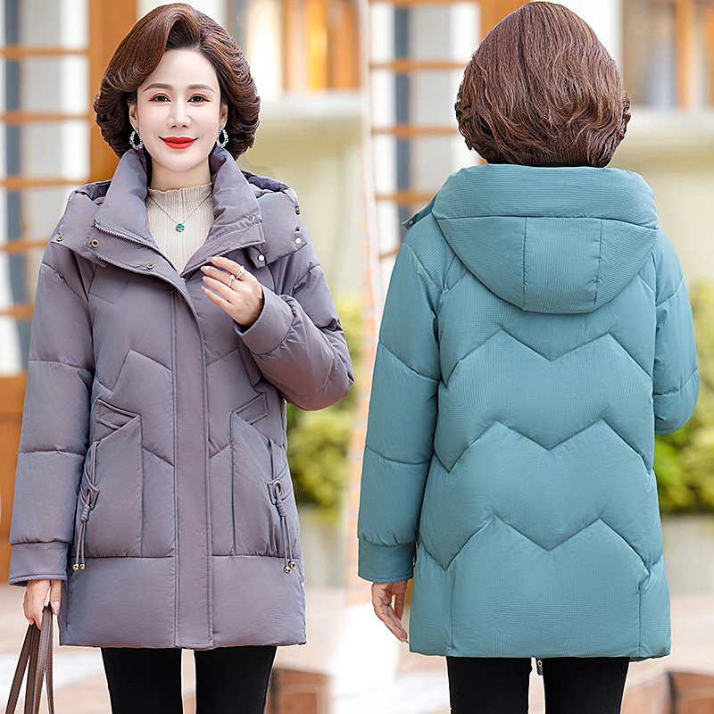 Plus Size Snow Wear Winter Coat for Women Down Jacket Warm Thicken Casual Loose Hooded Winter Jacket Velvet Parkas Overcoat