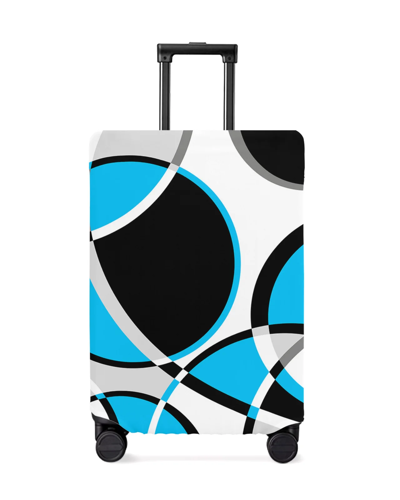 Geometric Abstract Modern Art Blue Luggage Cover Stretch Baggage Protector Dust Cover for 18-32 Inch Travel Suitcase Case