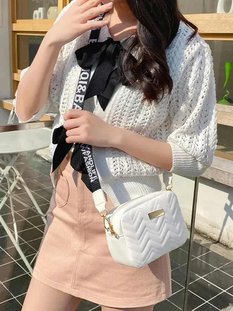 Wave Embroidery Square Bag Shoulder Strap With Printed Large Capacity Shoulder Crossbody Bag for Women crossbody bags for women