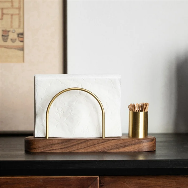 

ABAH-полкруглый латунный держатель для бумажных полотенец из массива дерева, обеденный стол, кухонный держатель для бумаги, настольный вертикальный держатель для бумажных полотенец