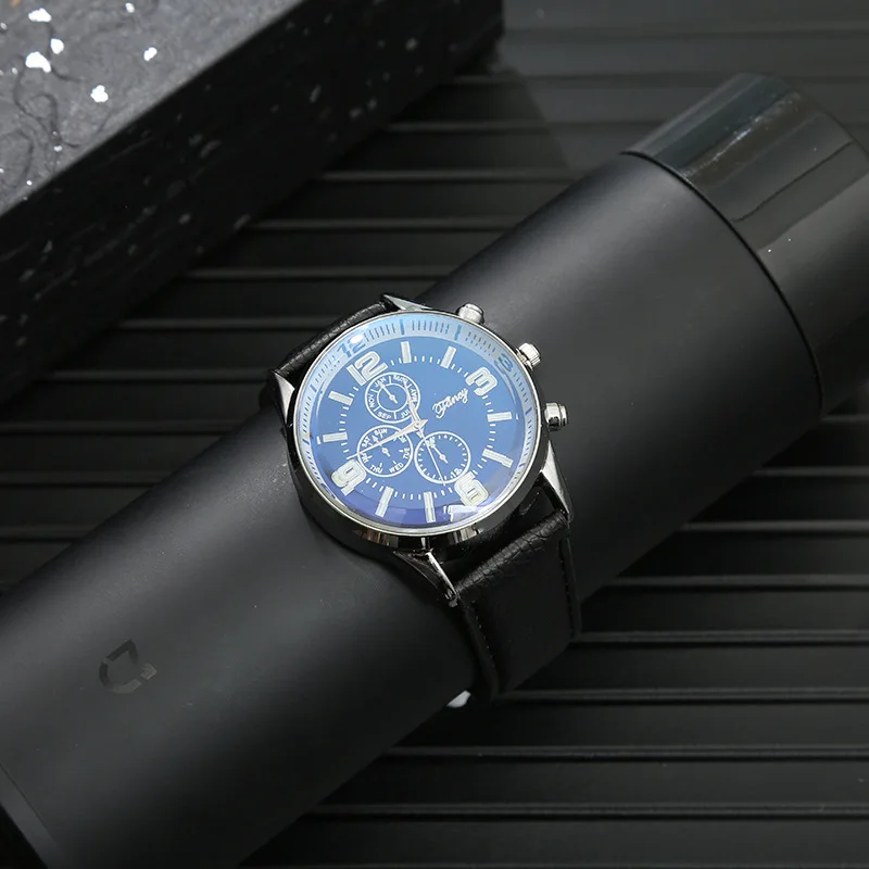 New 2Pcs/Set Fashion Mens Watches Set Gift Box Luxury Watch for Men Best Gift Mens Wallet Wristwatch Set with Box Male Clock