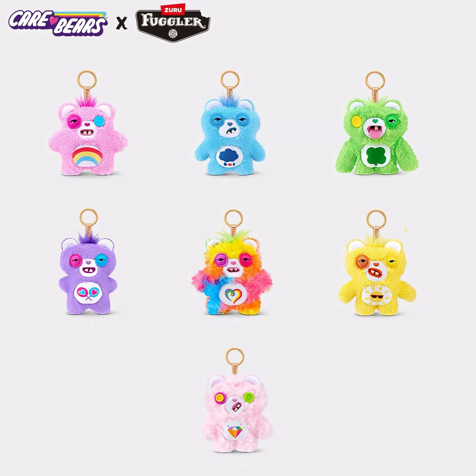 Original Fuggler Care-Bears Serie Niedliche Zahnmonster Trendige Spielzeuge Plüsch-Anhänger Lustige Trendige Puppen Schlüsselanhänger Geschenke Dekoration