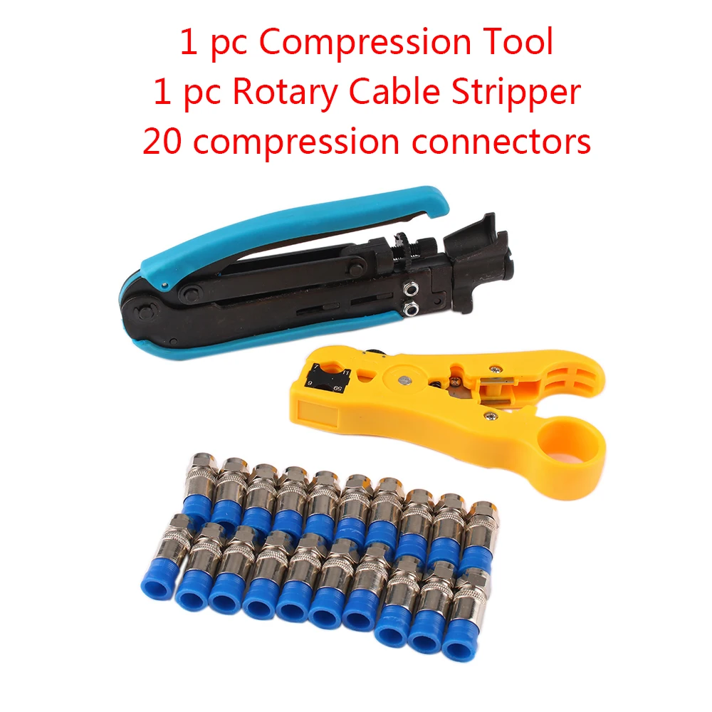Alicates Pelacables multiherramienta, pinza de prensado en frío para Cable Coaxial, RG59, RG6, Kit de pelado de cables