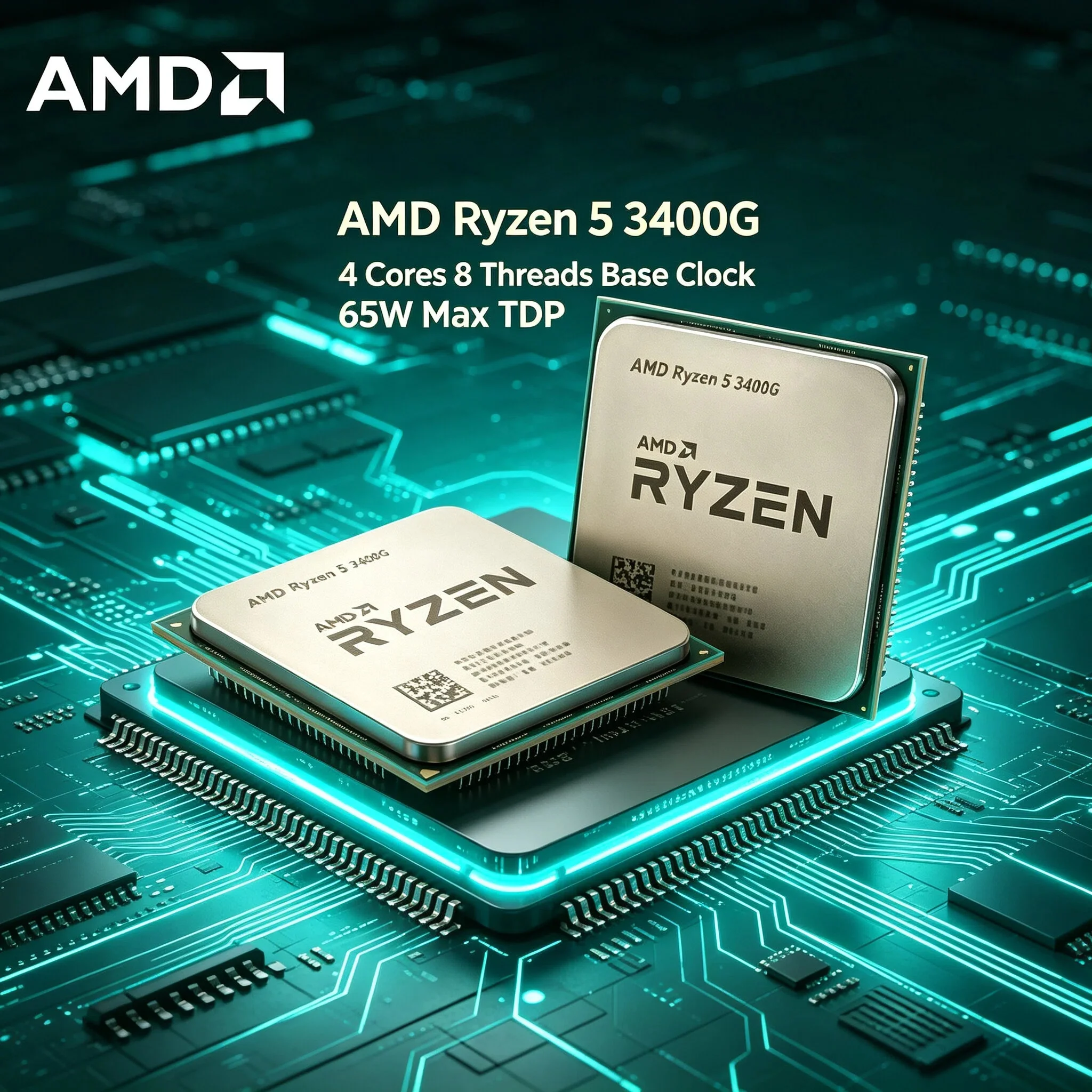 Procesador AMD R5 3400G 4C8T 3.7GHz 4.2GHz Boost, Gráficos Vega 11, 65W AM4 APU, Procesador de Escritorio para Juegos y Oficina, Pro Max
