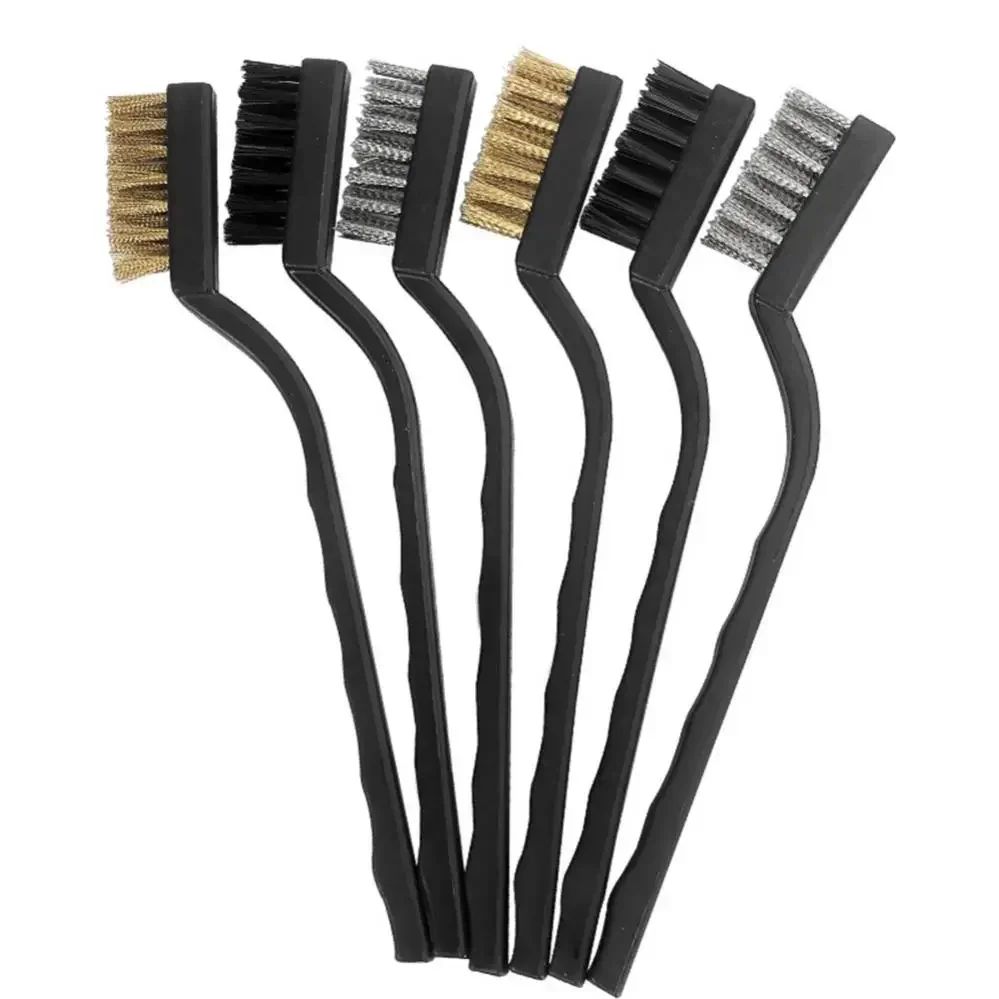 3/6Pcs Mini Remove Rust Brush Brass Cleaning Polishing Metal Brushes Brass Wire Steel Wire Nylon Brush Clean Tools Home Kits