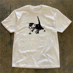 Fun cat Print Vintage Women Casual Baby Tee Streetwear Aesthetic Short Sleeve T-Shirt Y2k Clothes Gothic Emo Girl Croped Tops